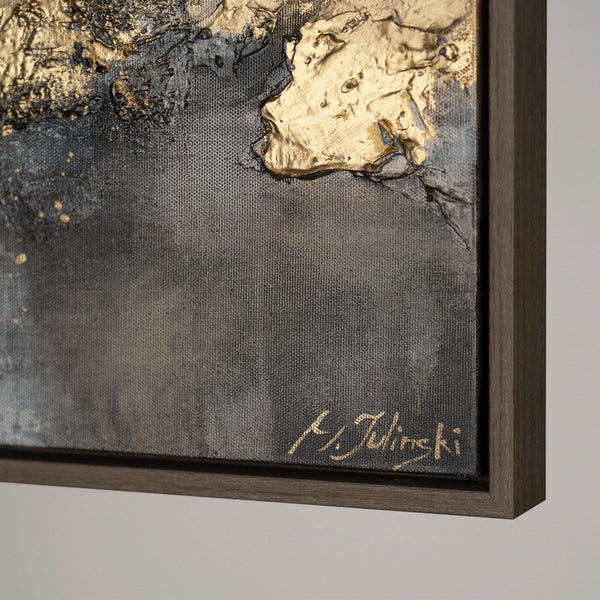 Gemälde „Morphologie des Lichts“ Abstraktion in Gold und Nebel