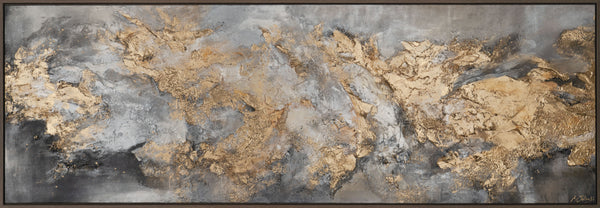 Gemälde „Morphologie des Lichts“ Abstraktion in Gold und Nebel
