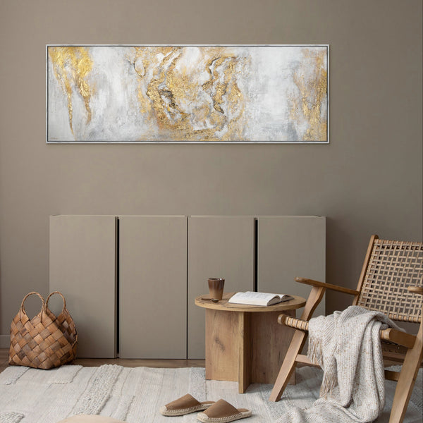 Gemälde "Frieden des Goldes" horizontale Abstraktion in Gold