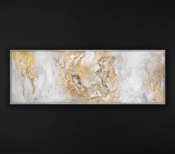 Gemälde "Frieden des Goldes" horizontale Abstraktion in Gold