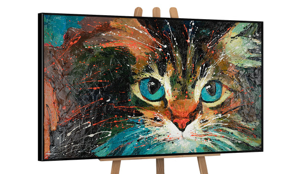 Gemälde „Blick“ ausdrucksstarkes Porträt einer Katze