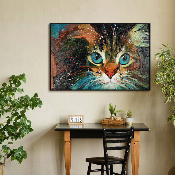 Gemälde „Blick“ ausdrucksstarkes Porträt einer Katze