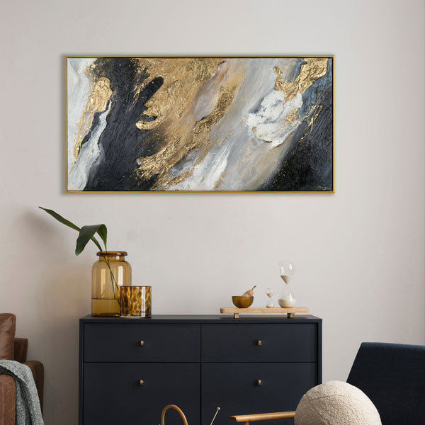 Gemälde "Goldenes Gold" Abstraktion in einer tiefen Kontrastpalette
