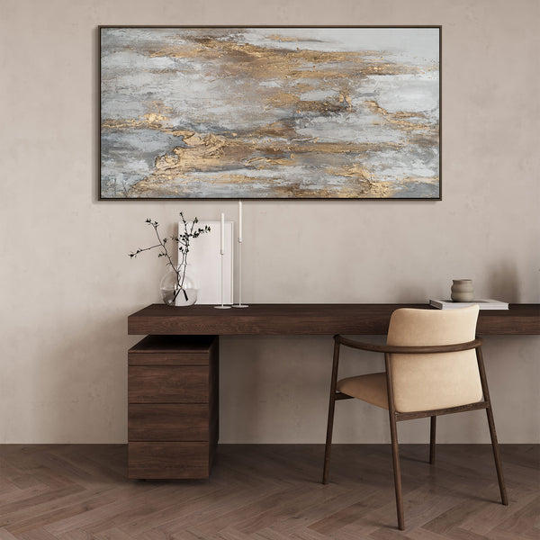 Gemälde "Schweigen der Steine" abstrakte Landschaft in einer mineralischen Palette