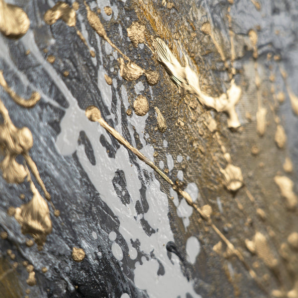 Gemälde "Schwarzes Gold" dynamische Abstraktion in Monochrom