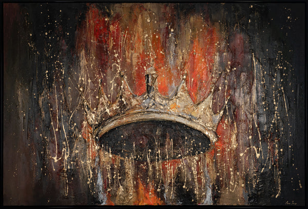 Gemälde „Krone“ Symbol der Macht in Gold und Feuer
