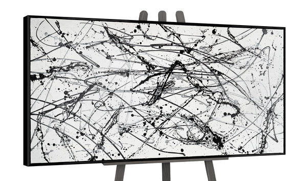 Gemälde „Kontrolliertes Chaos“ monochrome Abstraktion 