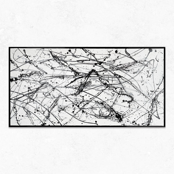 Gemälde „Kontrolliertes Chaos“ monochrome Abstraktion 