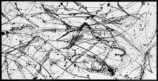 Gemälde „Kontrolliertes Chaos“ monochrome Abstraktion 