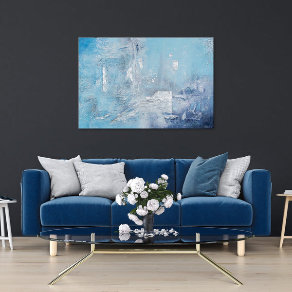 Gemälde „Azurblau“ Texturtiefe mit Schattierungen von Himmel und Wasser