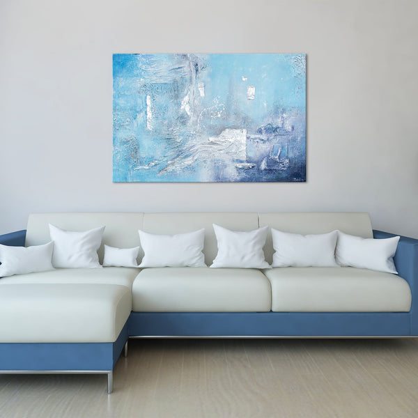 Gemälde „Azurblau“ Texturtiefe mit Schattierungen von Himmel und Wasser